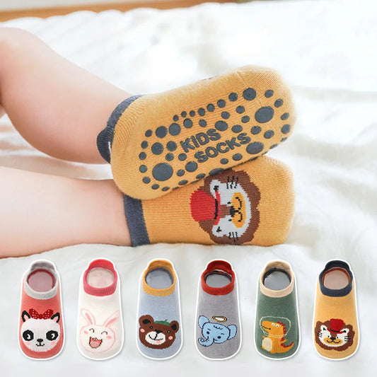 6 Pairs Kids Cotton Socks Cute Cartoon Animal Pattern Comfy Breathable